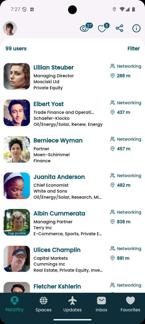 NX2U app — professionals nearby