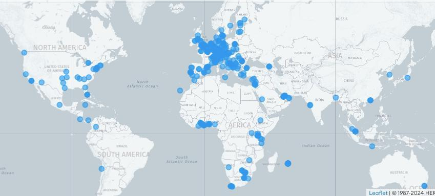 World map of NX2U members